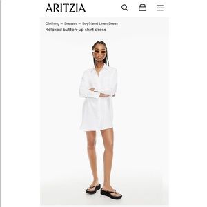 Aritzia Wilfred Free White Relaxed Button-Up Shirt Dress